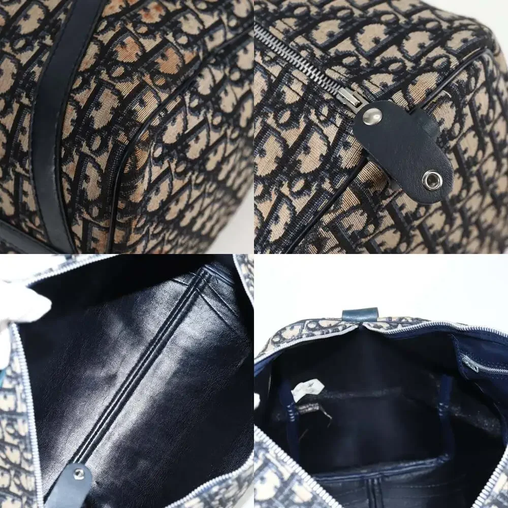DIOR Trotter Canvas Boston Bag Navy Silver